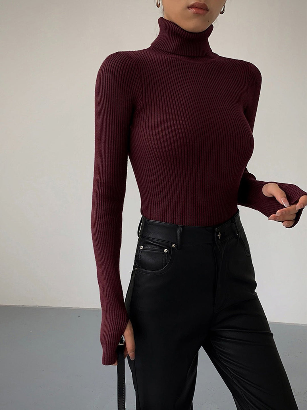 Elin Elegant Fine Ribbed Turtleneck Jumper - image 4