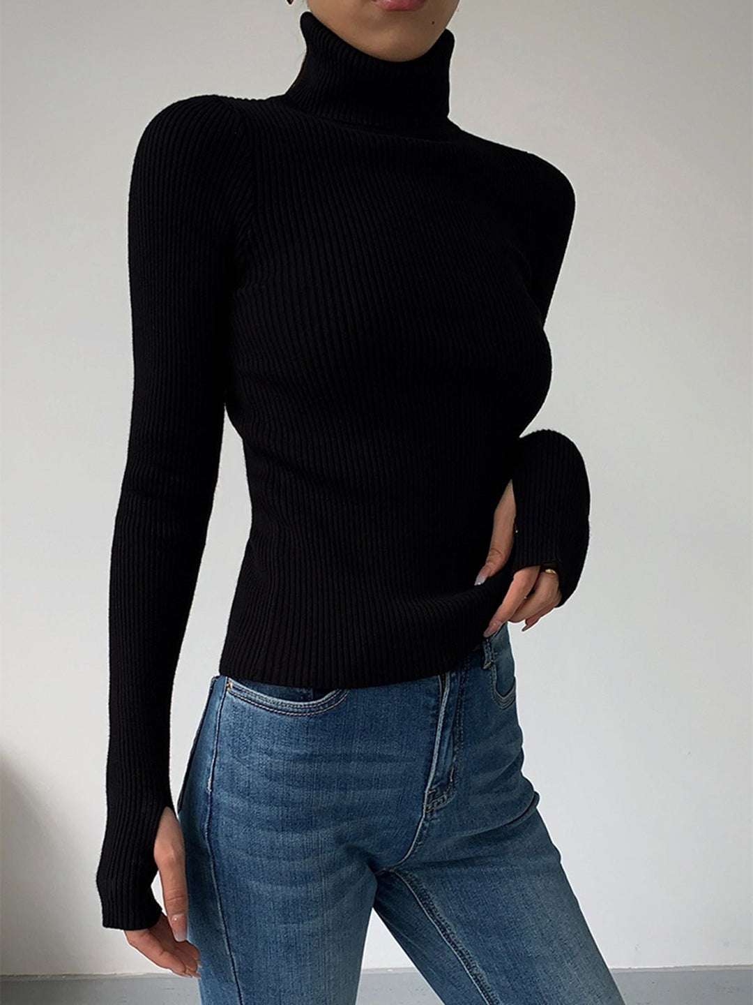 Elin Elegant Fine Ribbed Turtleneck Jumper - image 7