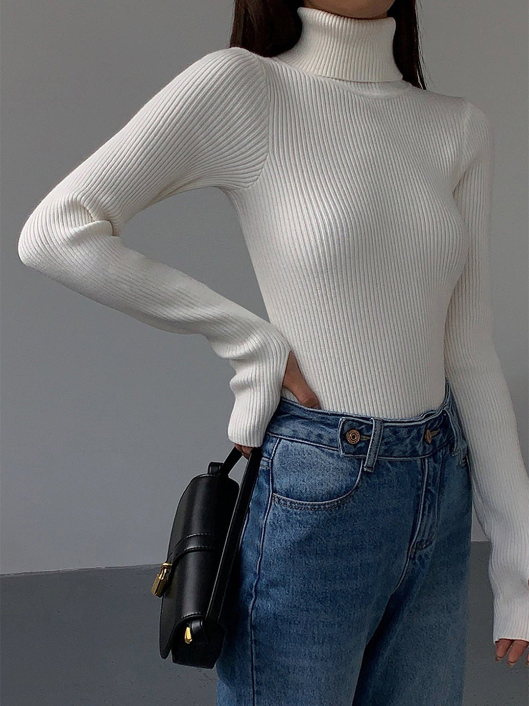 Elin Elegant Fine Ribbed Turtleneck Jumper - image 9