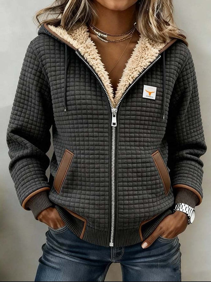 Flavia Elegant Hooded Sherpa Lined Quilted Jacket - image 2