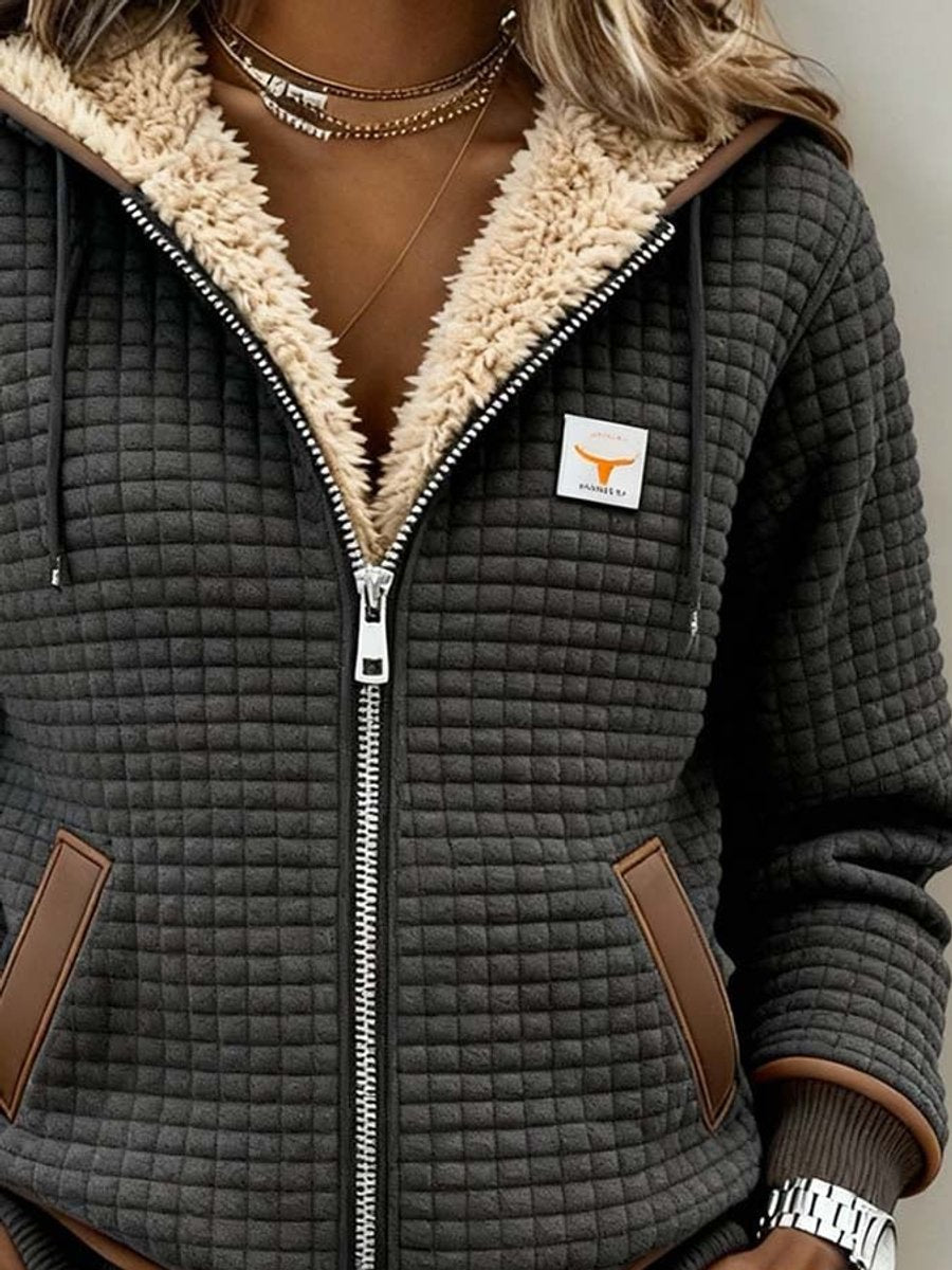 Flavia Elegant Hooded Sherpa Lined Quilted Jacket - image 3