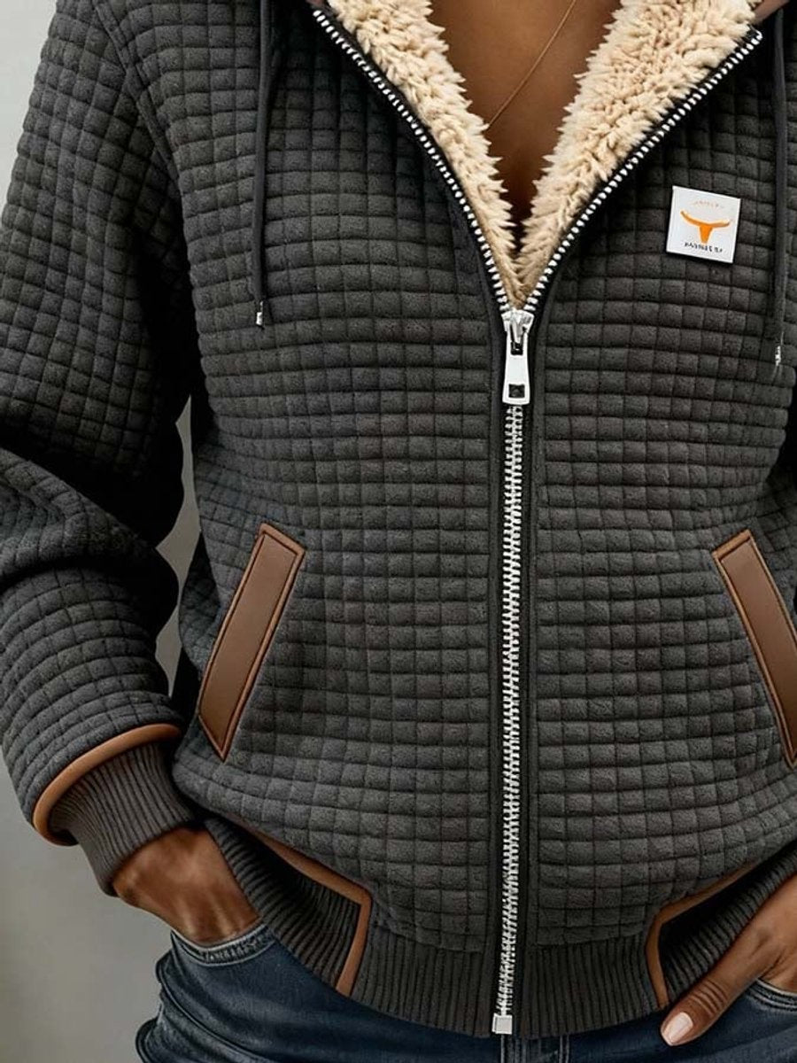 Flavia Elegant Hooded Sherpa Lined Quilted Jacket - image 4