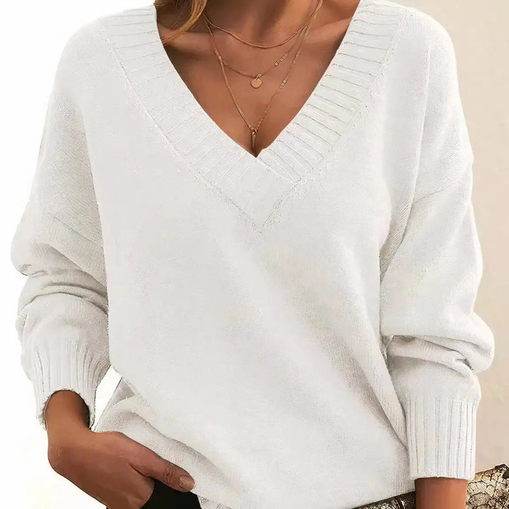 Stina oversized ribbed V neck jumper – image 9