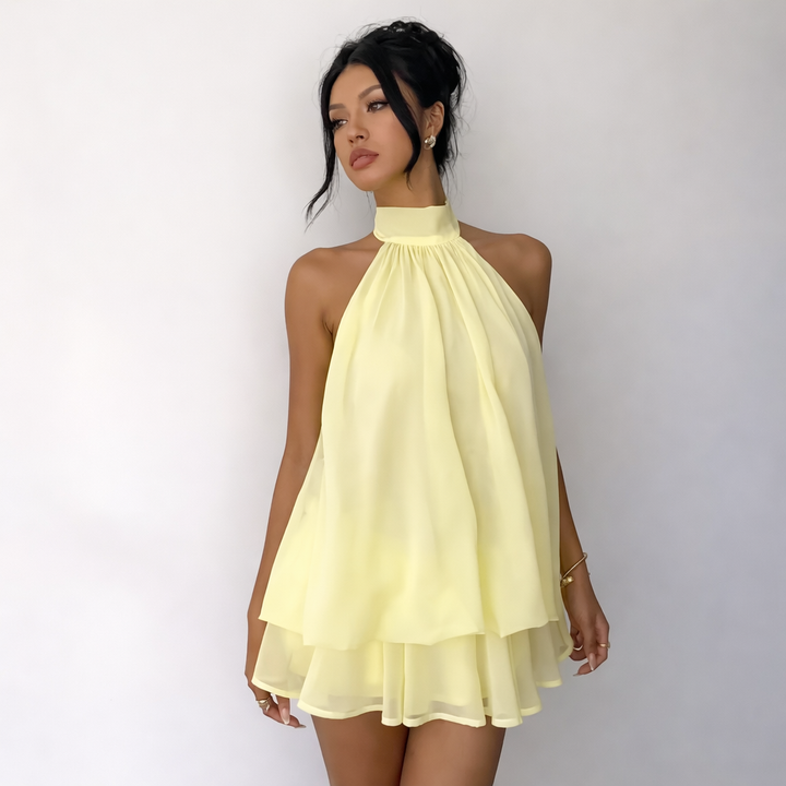 Alinta halter neck draped mini dress