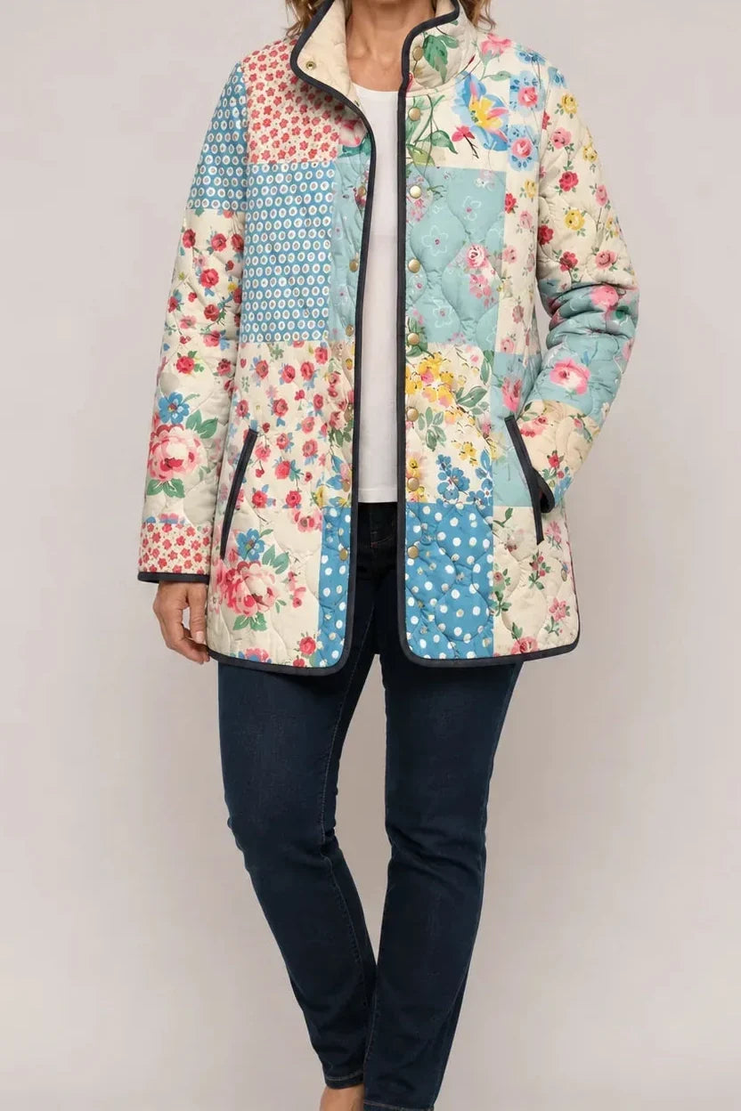 Yasmin Elegant Floral Print Quilted Puffer Jacket - image 20
