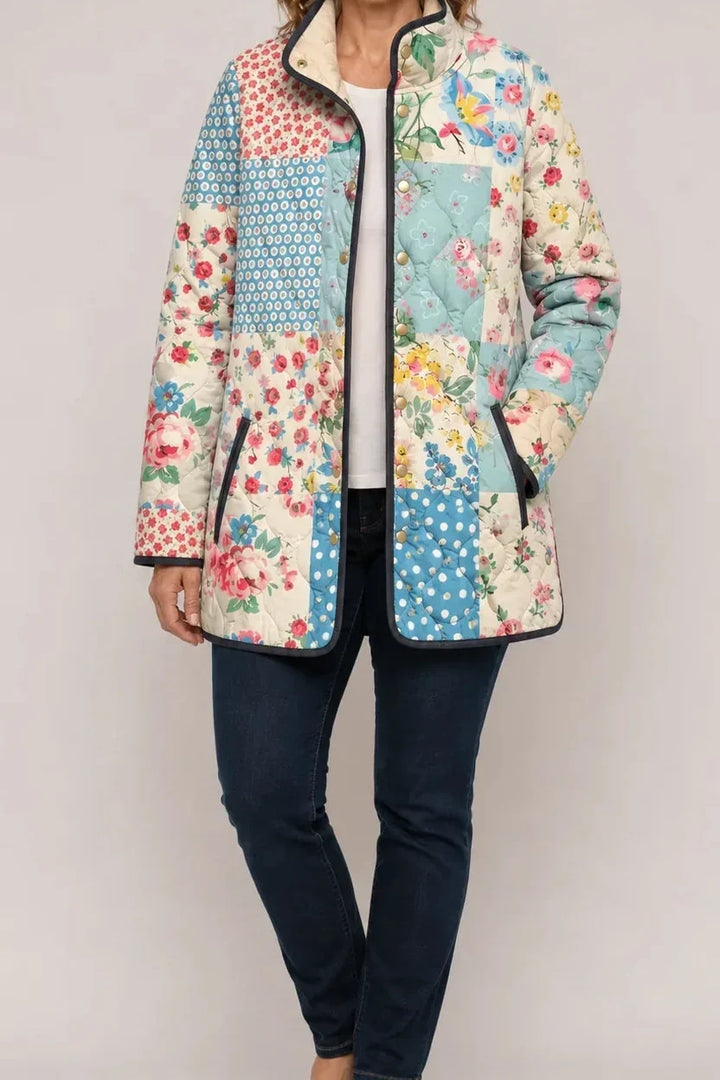 Yasmin Elegant Floral Print Quilted Puffer Jacket - image 20